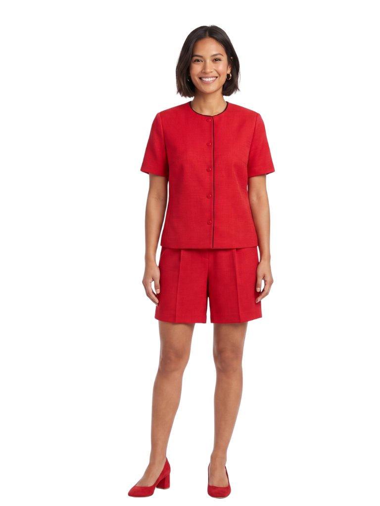 Patchington Red Vintage 90s Short Suit Set Co-Ord High Waist Size 10p